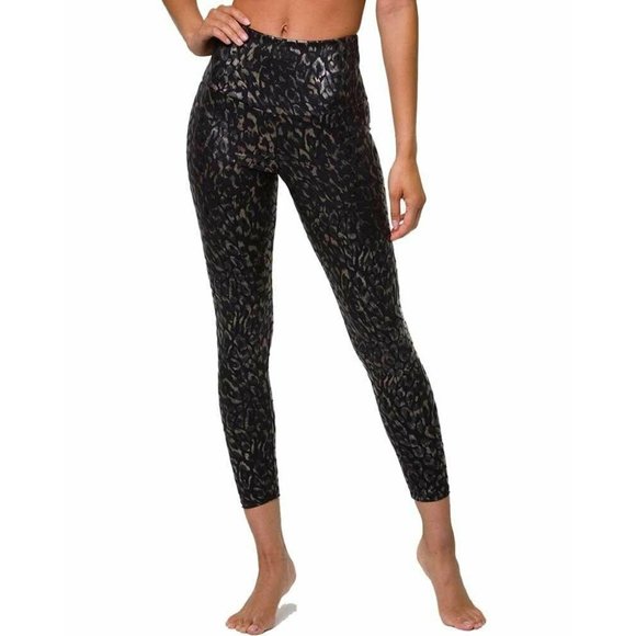 Onzie Pants - Onzie Womens Leggings Workout Yoga Printed Foil 7/8 Animal Print Black S / M NWT
